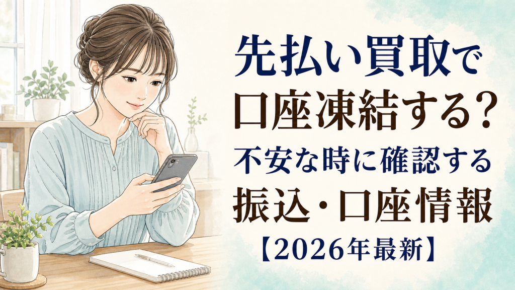 先払い買取で口座凍結する？不安な時に確認する振込・口座情報【2026年最新】