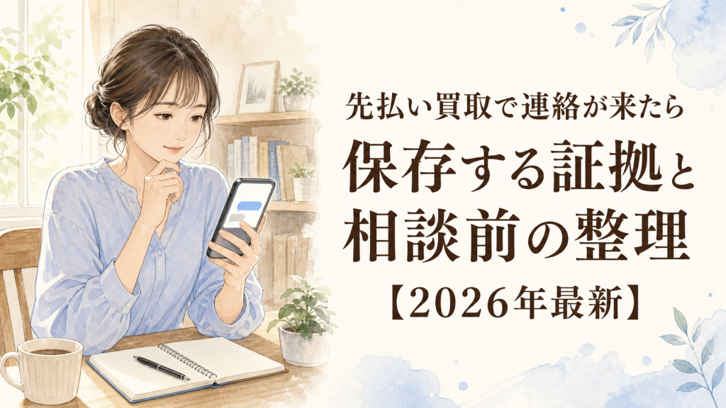 先払い買取で連絡が来たら保存する証拠と相談前の整理【2026年最新】