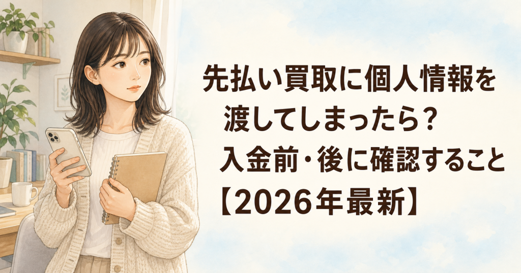 先払い買取に個人情報を渡してしまったら？入金前・後に確認すること【2026年最新】