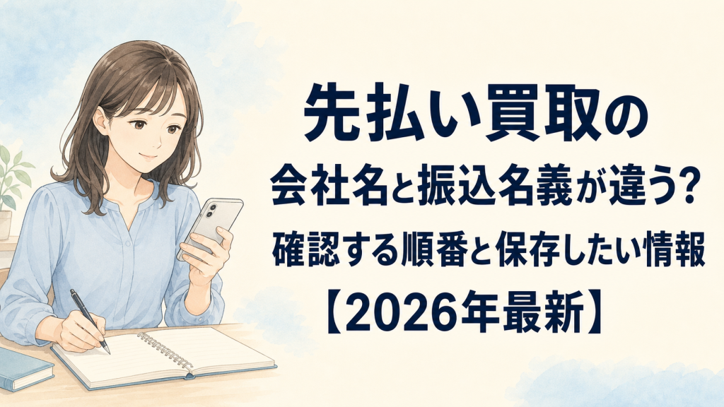 先払い買取の会社名と振込名義が違う？確認する順番と保存したい情報【2026年最新】