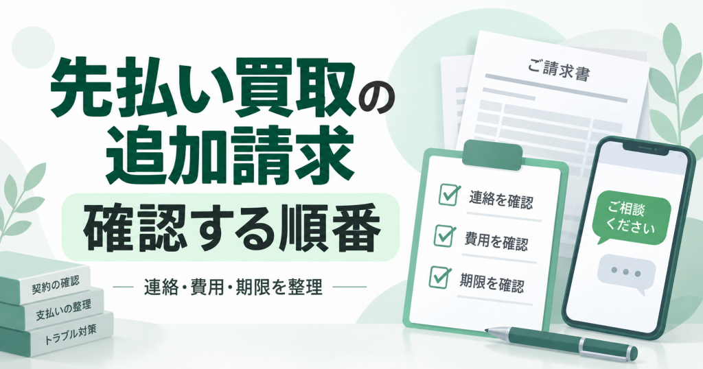 先払い買取で追加請求を受けたら？後から変わった費用・期限の確認順【2026年最新】